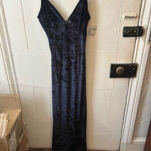 Free People Velvet Maxi Dress in Rich Blue